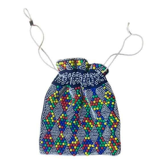 Candy Dot Purse Vintage Reversible Drawstring Festival Coachella BoHo Hippie - Picture 1 of 9
